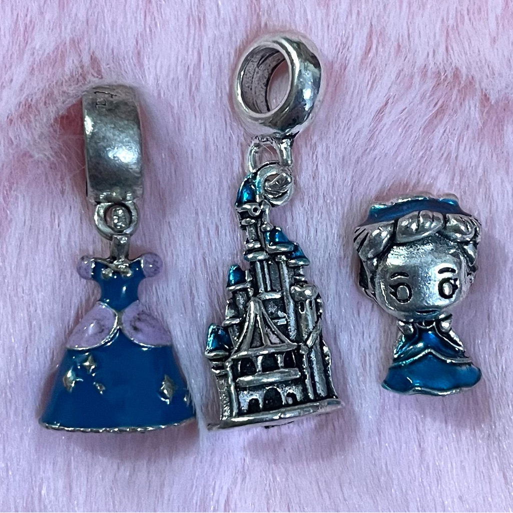 3 Disney Cinderella Dress, Cinderella Castle Bead Charm Bundle Set